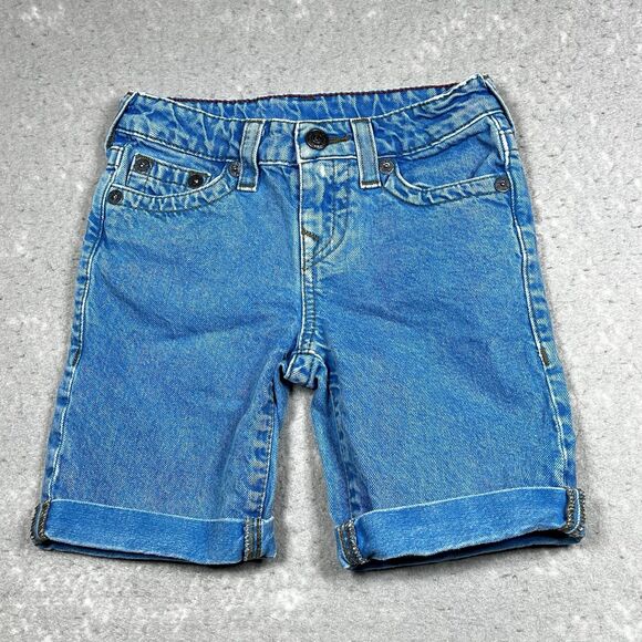 True Religion Little Boys Size 5 Denim Adjustable Waist Snap Button Shorts - Picture 2 of 13